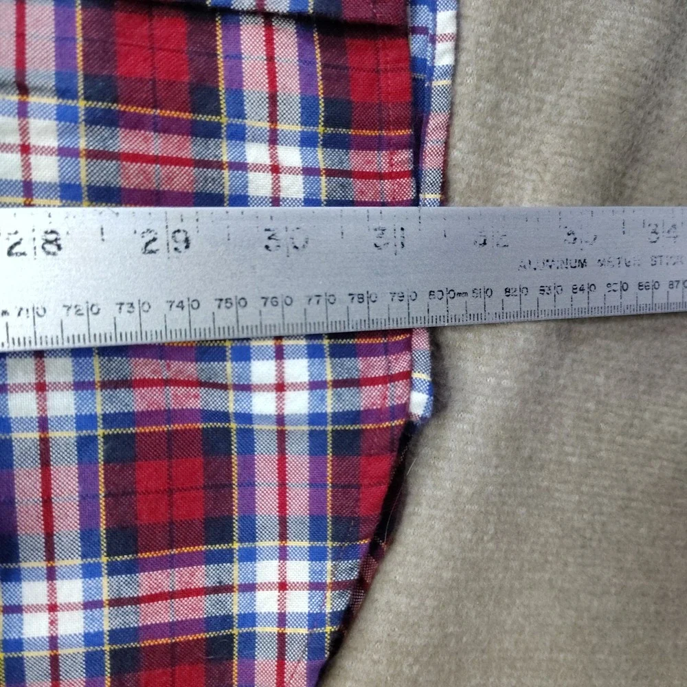 Ralph Lauren Button Down Shirt Mens Large Red Plaid Excellent Cotton Long Sleeve